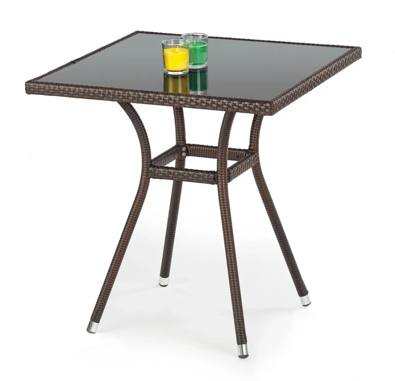 Stół Mobil ogrodowy rattan syntetyczny/szkło ciemny brąz/czarny