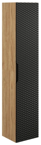 Szafka łazienkowa wysoka 1 drzwi OCEAN BLACK czarny + dąb olejowany