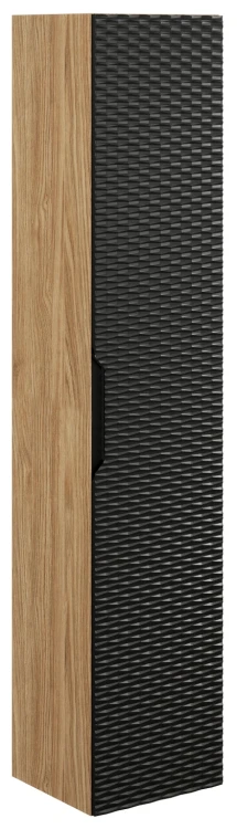 Szafka łazienkowa wysoka 1 drzwi OCEAN BLACK czarny + dąb olejowany