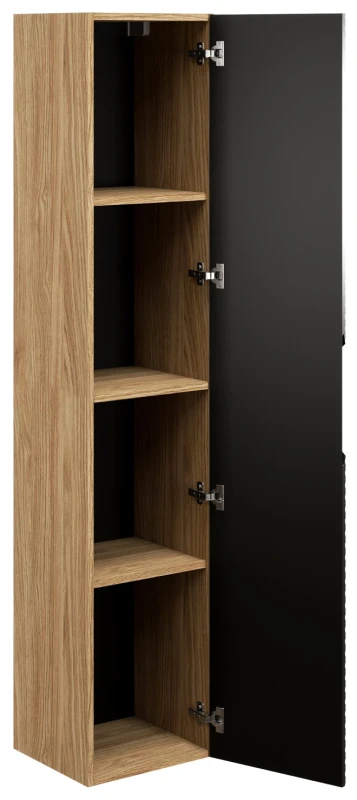 Szafka łazienkowa wysoka 1 drzwi OCEAN BLACK czarny + dąb olejowany