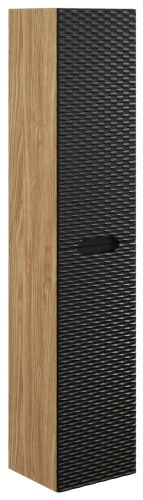 Szafka łazienkowa wysoka 2 drzwi OCEAN BLACK czarny + dąb olejowany