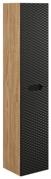 Szafka łazienkowa wysoka 2 drzwi OCEAN BLACK czarny + dąb olejowany