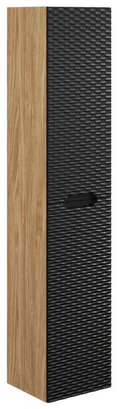 Szafka łazienkowa wysoka 2 drzwi OCEAN BLACK czarny + dąb olejowany