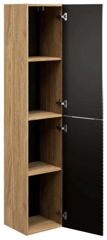 Szafka łazienkowa wysoka 2 drzwi OCEAN BLACK czarny + dąb olejowany