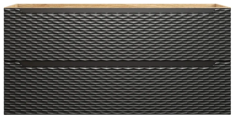 Szafka łazienkowa pod umywalkę 120 cm 2 szuflady OCEAN BLACK czarny + dąb olejowany