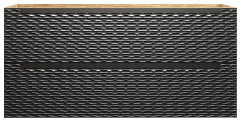 Szafka łazienkowa pod umywalkę 120 cm 2 szuflady OCEAN BLACK czarny + dąb olejowany