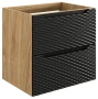 Szafka łazienkowa pod umywalkę 60 cm 2 szuflady OCEAN BLACK czarny + dąb olejowany