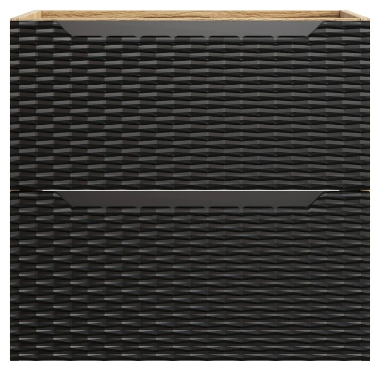 Szafka łazienkowa pod umywalkę 60 cm 2 szuflady OCEAN BLACK czarny + dąb olejowany
