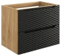 Szafka łazienkowa pod umywalkę 70 cm 2 szuflady OCEAN BLACK czarny + dąb olejowany