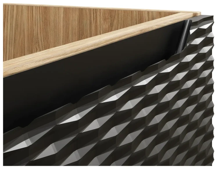 Szafka łazienkowa pod umywalkę 90 cm 2 szuflady OCEAN BLACK czarny + dąb olejowany - detal