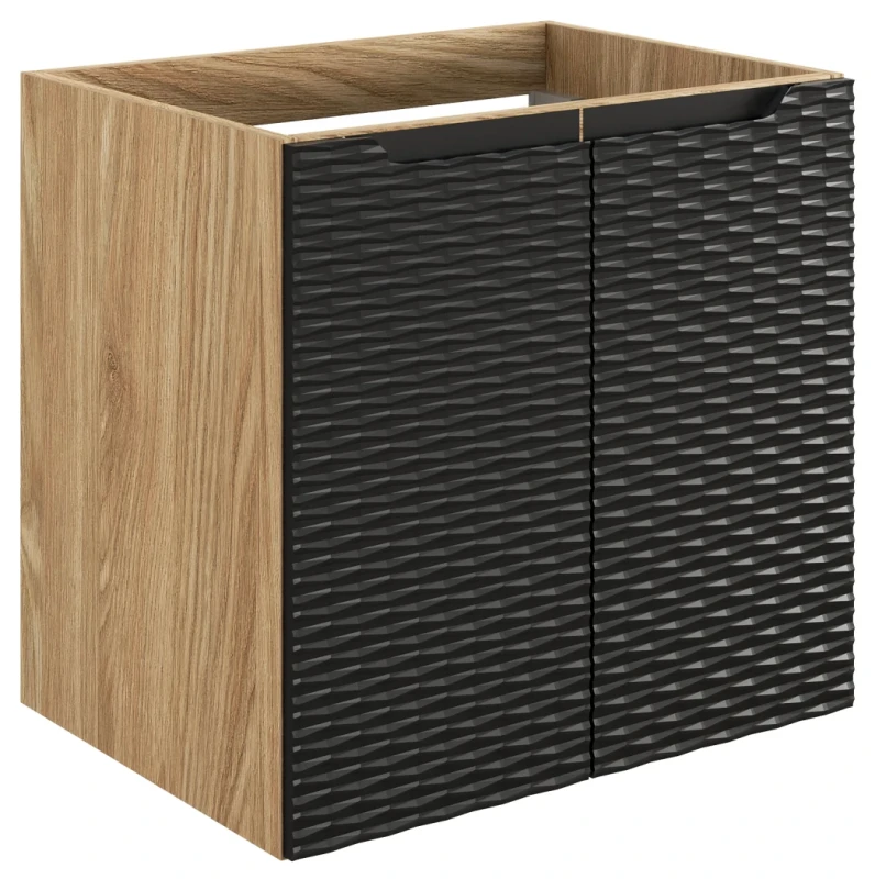 Szafka łazienkowa pod umywalkę 60 cm 2 drzwi OCEAN BLACK czarny + dąb olejowany