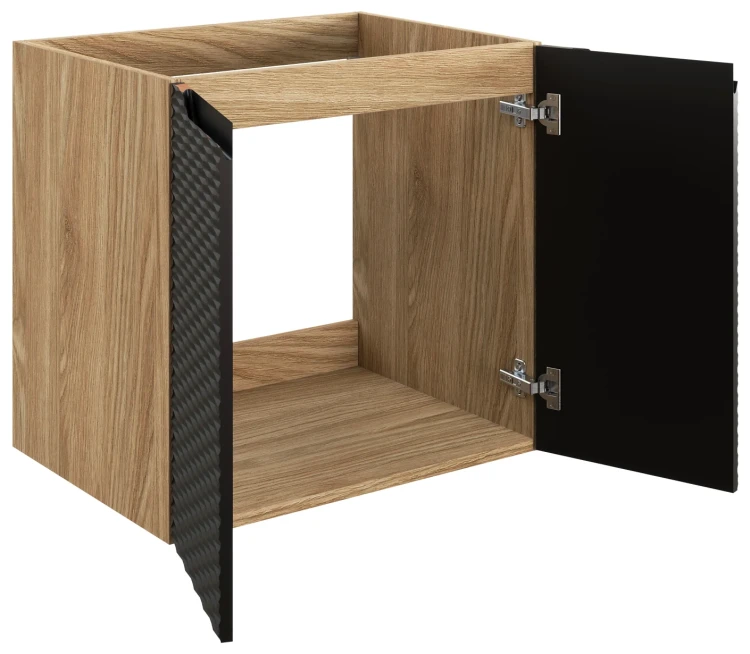 Szafka łazienkowa pod umywalkę 60 cm 2 drzwi OCEAN BLACK czarny + dąb olejowany