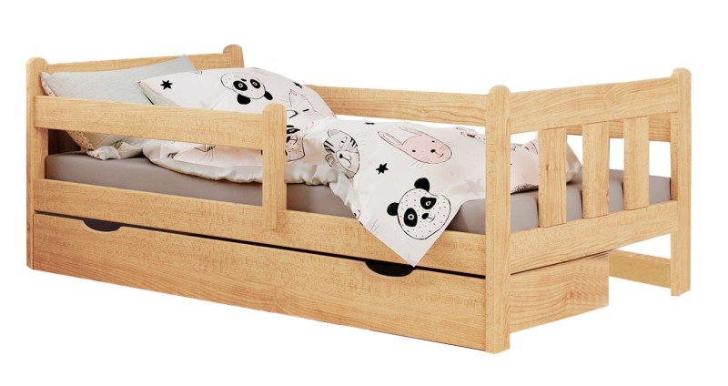 Łóżko Marinella 160x80 cm z wysuwaną szufladą do pokoju młodzieżowego sosna