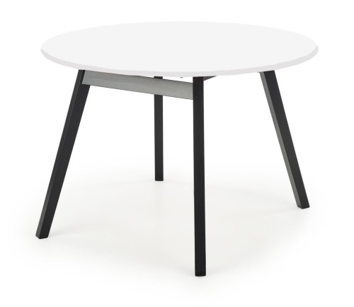 Stół rozkładany Ruben 102-142 cm okrągły do jadalni biały mat/dąb miodowy