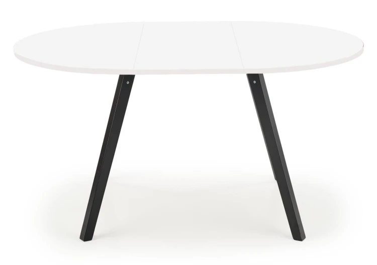 Stół rozkładany Ruben 102-142 cm okrągły do jadalni biały mat/dąb miodowy