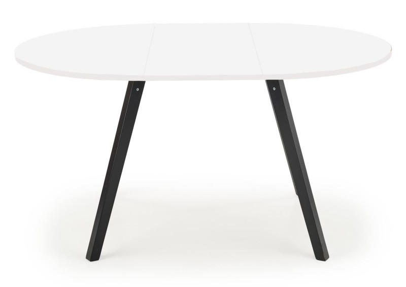 Stół rozkładany Ruben 102-142 cm okrągły do jadalni biały mat/dąb miodowy