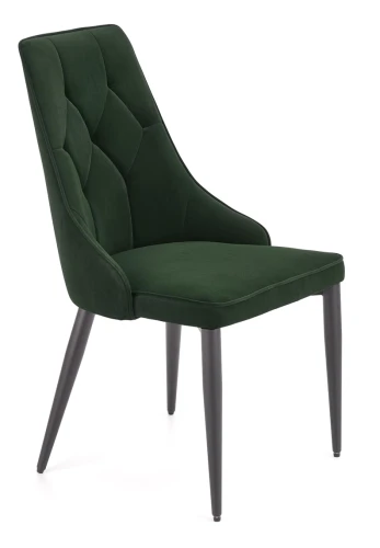 Krzesło K365 tapicerowane do jadalni ciemny zielony/czarny