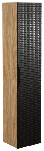 Szafka łazienkowa wysoka 1 drzwi LUXOR BLACK czarny + dąb olejowany