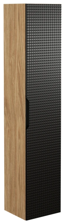 Szafka łazienkowa wysoka 1 drzwi LUXOR BLACK czarny + dąb olejowany