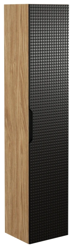 Szafka łazienkowa wysoka 1 drzwi LUXOR BLACK czarny + dąb olejowany