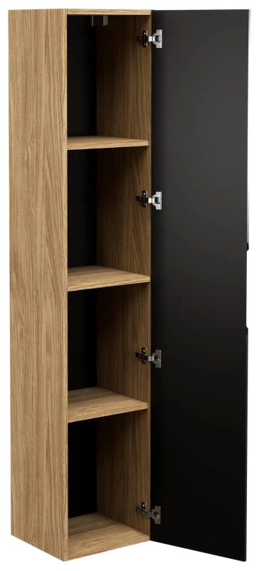 Szafka łazienkowa wysoka 1 drzwi LUXOR BLACK czarny + dąb olejowany