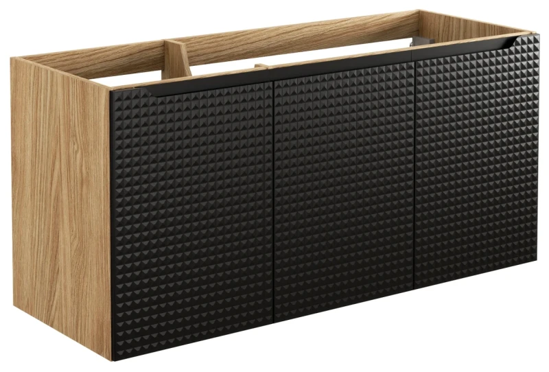 Szafka łazienkowa pod umywalkę 120 cm 3 drzwi LUXOR BLACK czarny + dąb olejowany