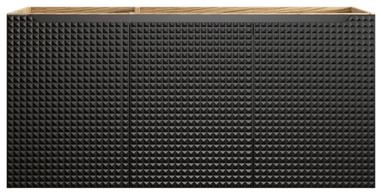 Szafka łazienkowa pod umywalkę 120 cm 3 drzwi LUXOR BLACK czarny + dąb olejowany