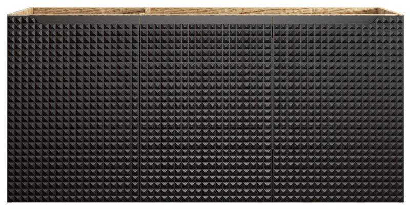 Szafka łazienkowa pod umywalkę 120 cm 3 drzwi LUXOR BLACK czarny + dąb olejowany