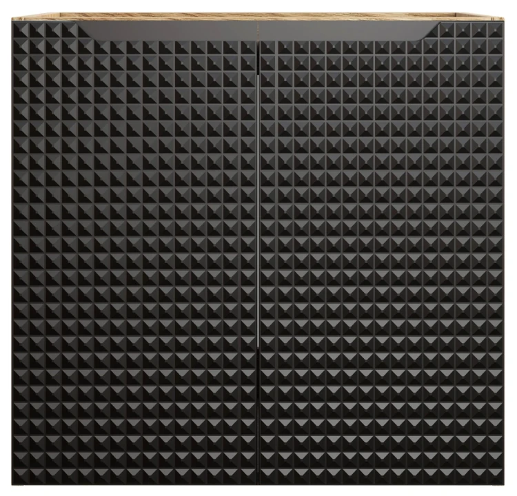 Szafka łazienkowa pod umywalkę 60 cm 2 drzwi LUXOR BLACK czarny + dąb olejowany