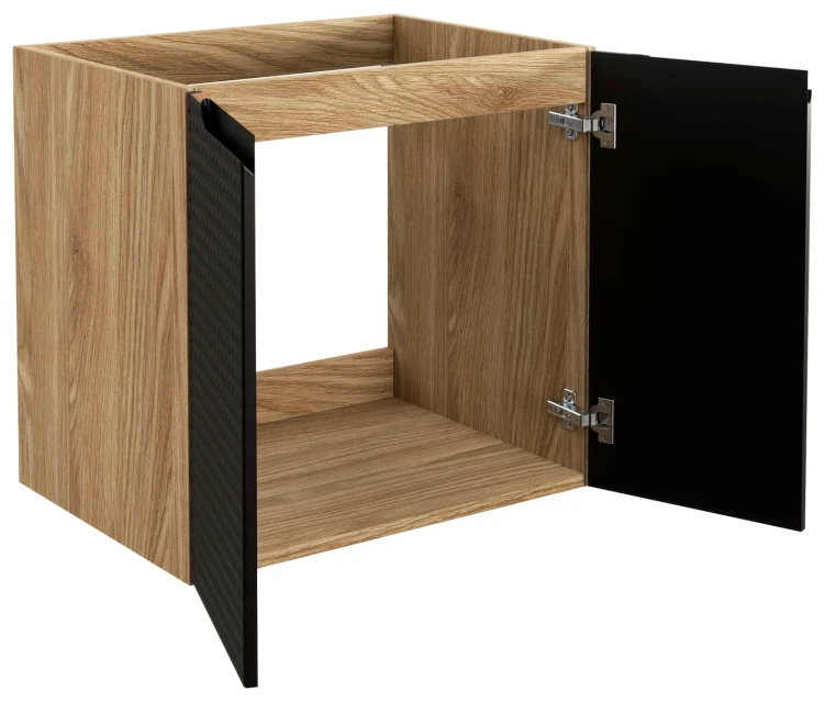 Szafka łazienkowa pod umywalkę 60 cm 2 drzwi LUXOR BLACK czarny + dąb olejowany