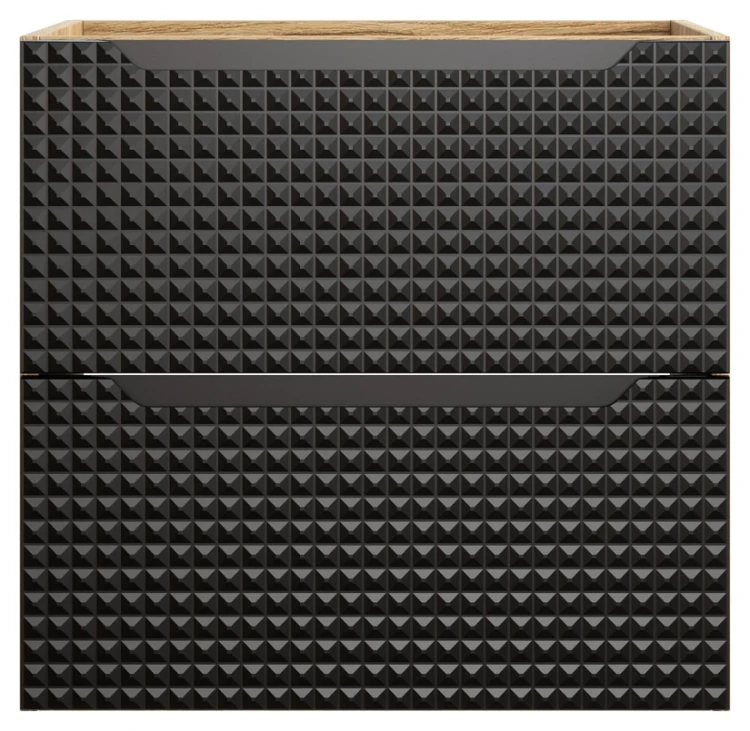 Szafka łazienkowa pod umywalkę 60 cm 2 szuflady LUXOR BLACK czarny + dąb olejowany