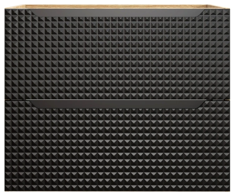 Szafka łazienkowa pod umywalkę 70 cm 2 szuflady LUXOR BLACK czarny + dąb olejowany