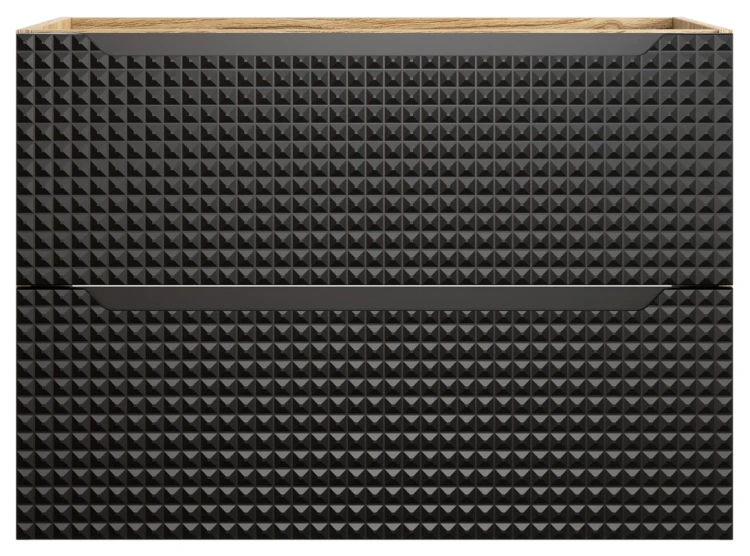 Szafka łazienkowa pod umywalkę 80 cm 2 szuflady LUXOR BLACK czarny + dąb olejowany