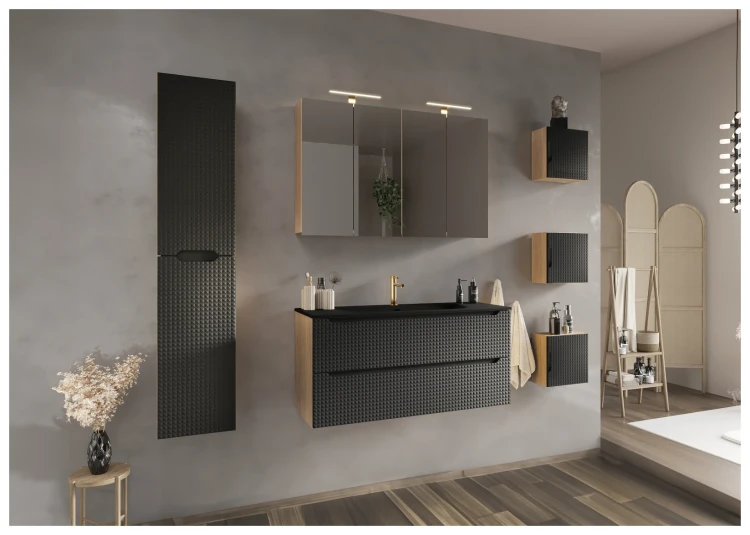 Szafka górna qubik 35 cm LUXOR BLACK czarny + dąb olejowany
