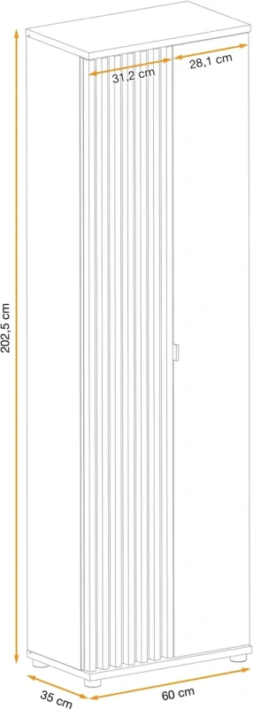 Szafa dwudrzwiowa Pedro 60 cm z lamelami do przedpokoju hickory jackson/czarny