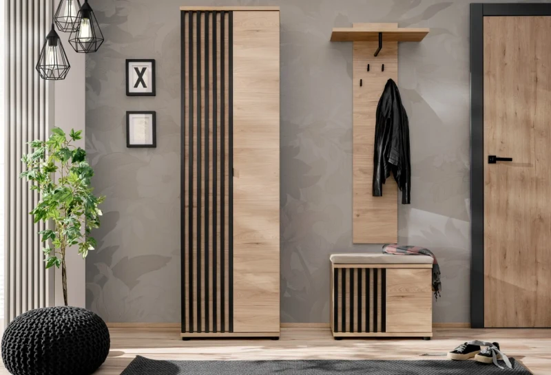 Wieszak ścienny Pedro 60 cm z półką do przedpokoju hickory jackson