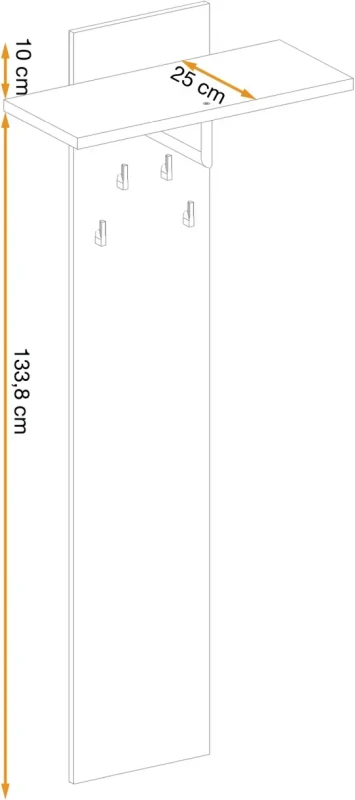 Wieszak ścienny Pedro 60 cm z półką do przedpokoju hickory jackson