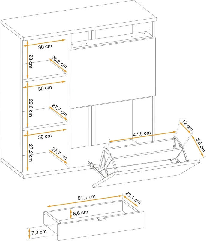 Komoda Pedro 90 cm z lamelami do przedpokoju hickory jackson/czarny