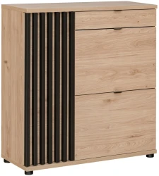 Komoda Pedro 90 cm z lamelami do przedpokoju hickory jackson/czarny