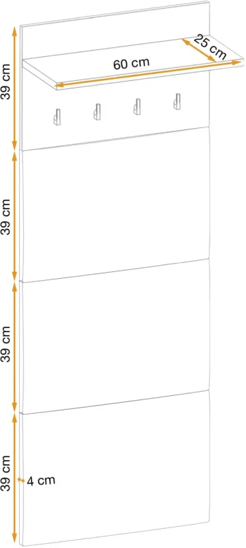 Wieszak tapicerowany Pedro 60 cm z półką do przedpokoju hickory jackson/beżowy