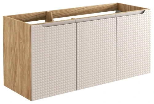 Szafka łazienkowa pod umywalkę 120 cm 3 drzwi LUXOR BEIGE beż + dąb olejowany