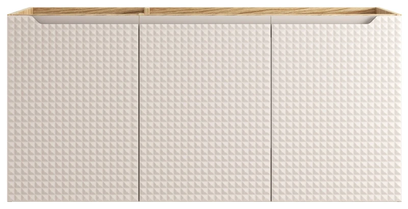 Szafka łazienkowa pod umywalkę 120 cm 3 drzwi LUXOR BLBEIGECK beż + dąb olejowany