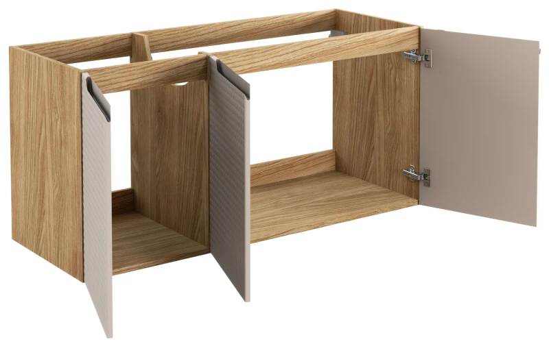 Szafka łazienkowa pod umywalkę 120 cm 3 drzwi LUXOR BLBEIGECK beż + dąb olejowany