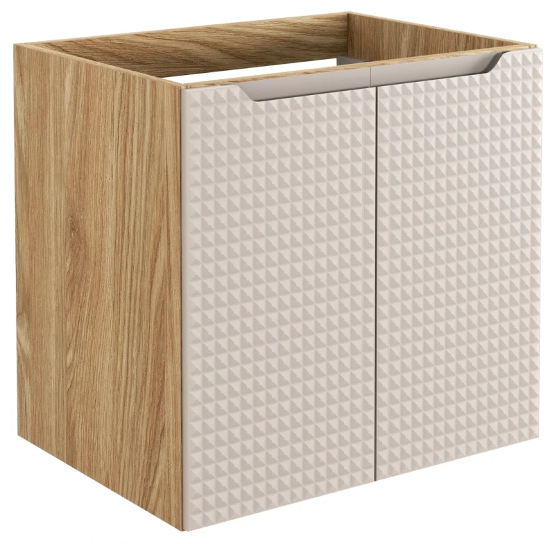 Szafka łazienkowa pod umywalkę 60 cm 2 drzwi LUXOR BEIGE beż + dąb olejowany