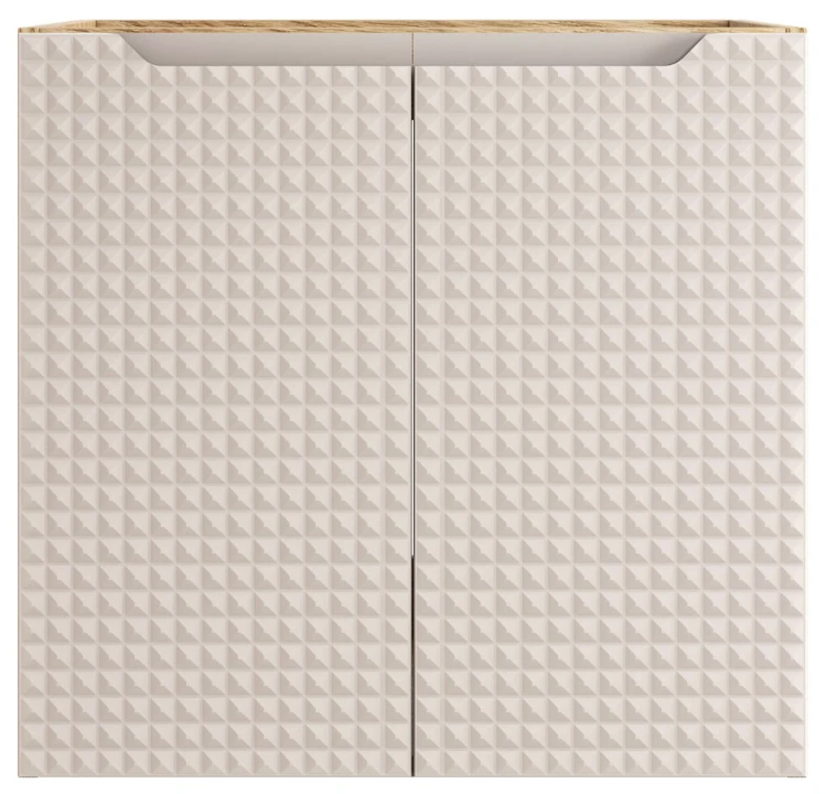 Szafka łazienkowa pod umywalkę 60 cm 2 drzwi LUXOR BEIGE beż + dąb olejowany