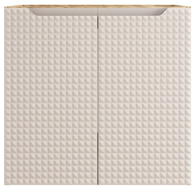 Szafka łazienkowa pod umywalkę 60 cm 2 drzwi LUXOR BEIGE beż + dąb olejowany