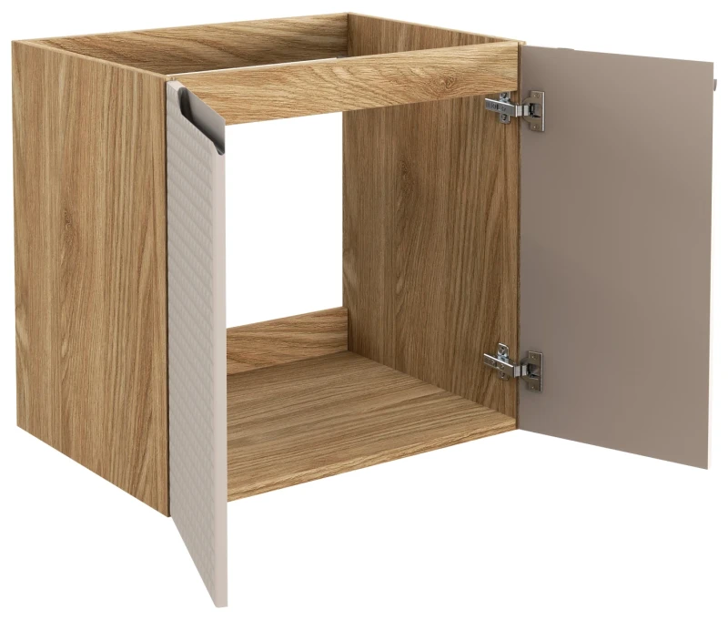 Szafka łazienkowa pod umywalkę 60 cm 2 drzwi LUXOR BEIGE beż + dąb olejowany