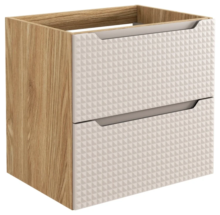 Szafka łazienkowa pod umywalkę 60 cm 2 szuflady LUXOR BEIGE beż + dąb olejowany