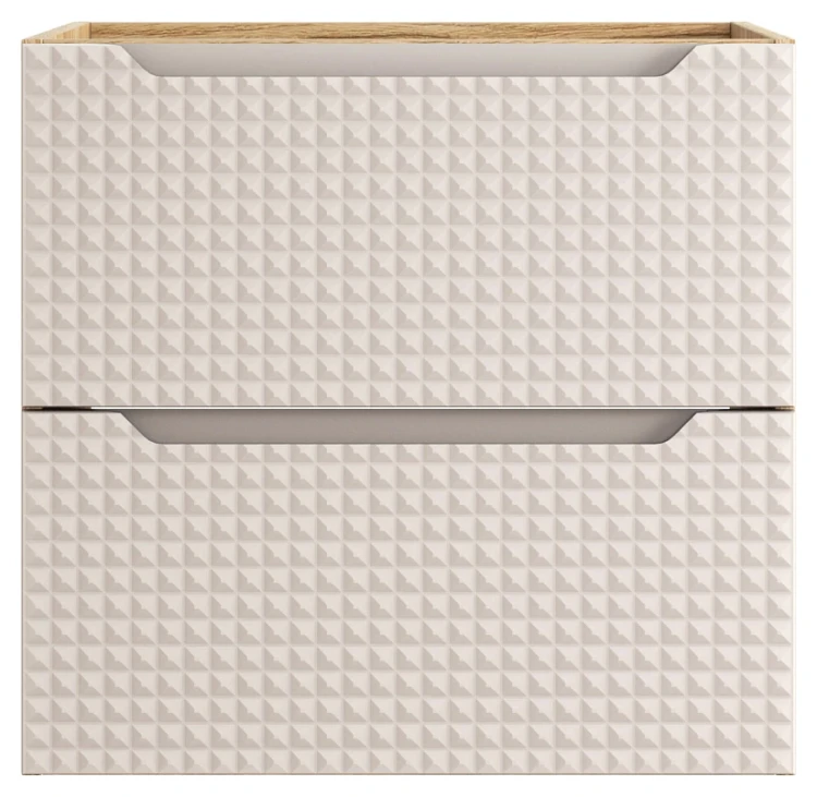Szafka łazienkowa pod umywalkę 60 cm 2 szuflady LUXOR BEIGE beż + dąb olejowany