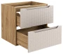 Szafka łazienkowa pod umywalkę 60 cm 2 szuflady LUXOR BEIGE beż + dąb olejowany